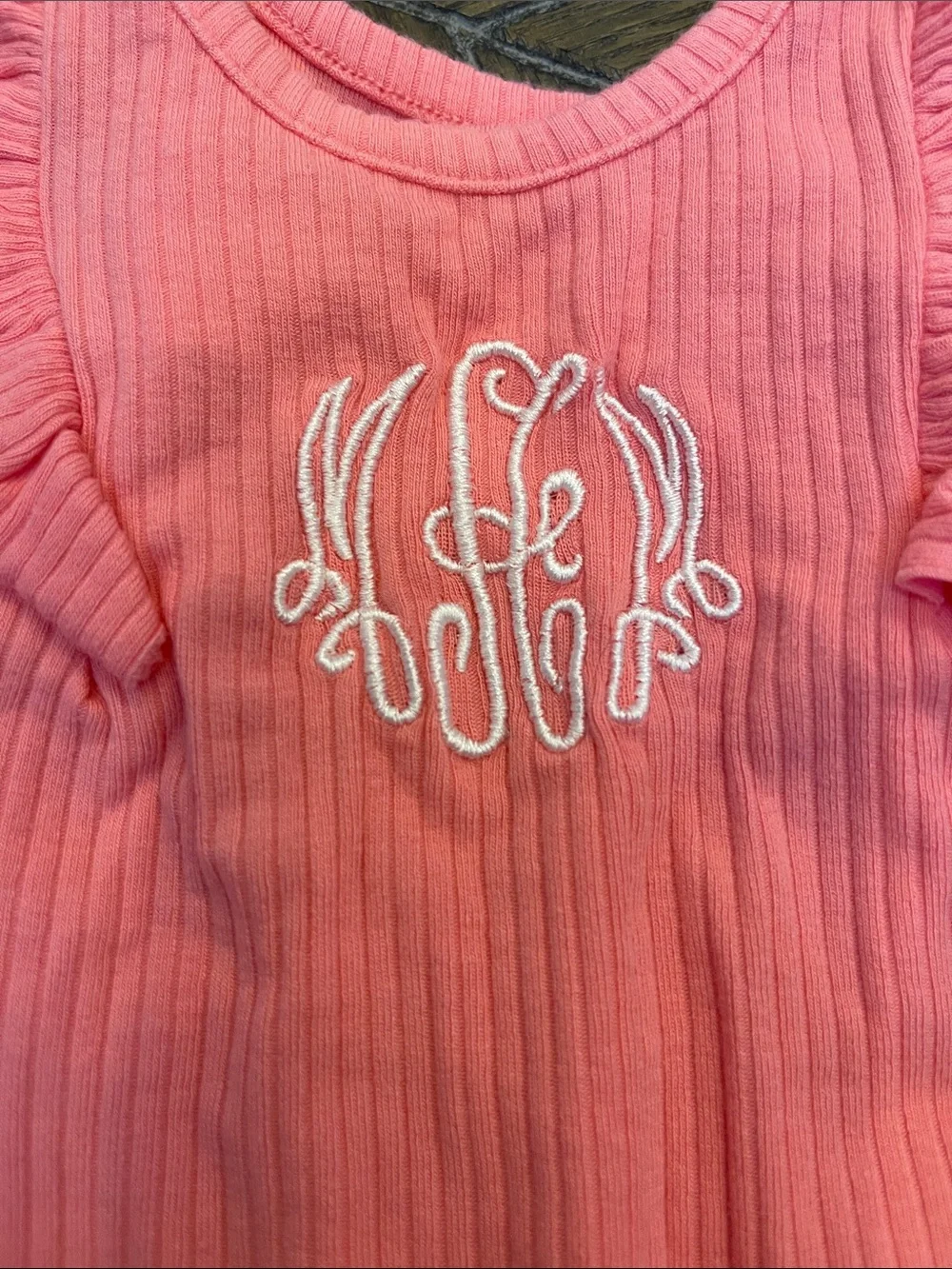 Monogram MAM Ribbed Long-Sleeve One-Piece Bodysuit - Pink, Black, Cream
